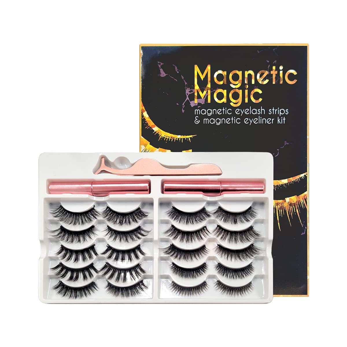 Magnetic Magic Lashes with Eyeliner, Most Natural Looking Magnetic Eyelashes Kit with Applicator, Best 8D and 3D Look, Reusable Fake Eye Lash, No Glue, Strongest Waterproof Liquid Liner