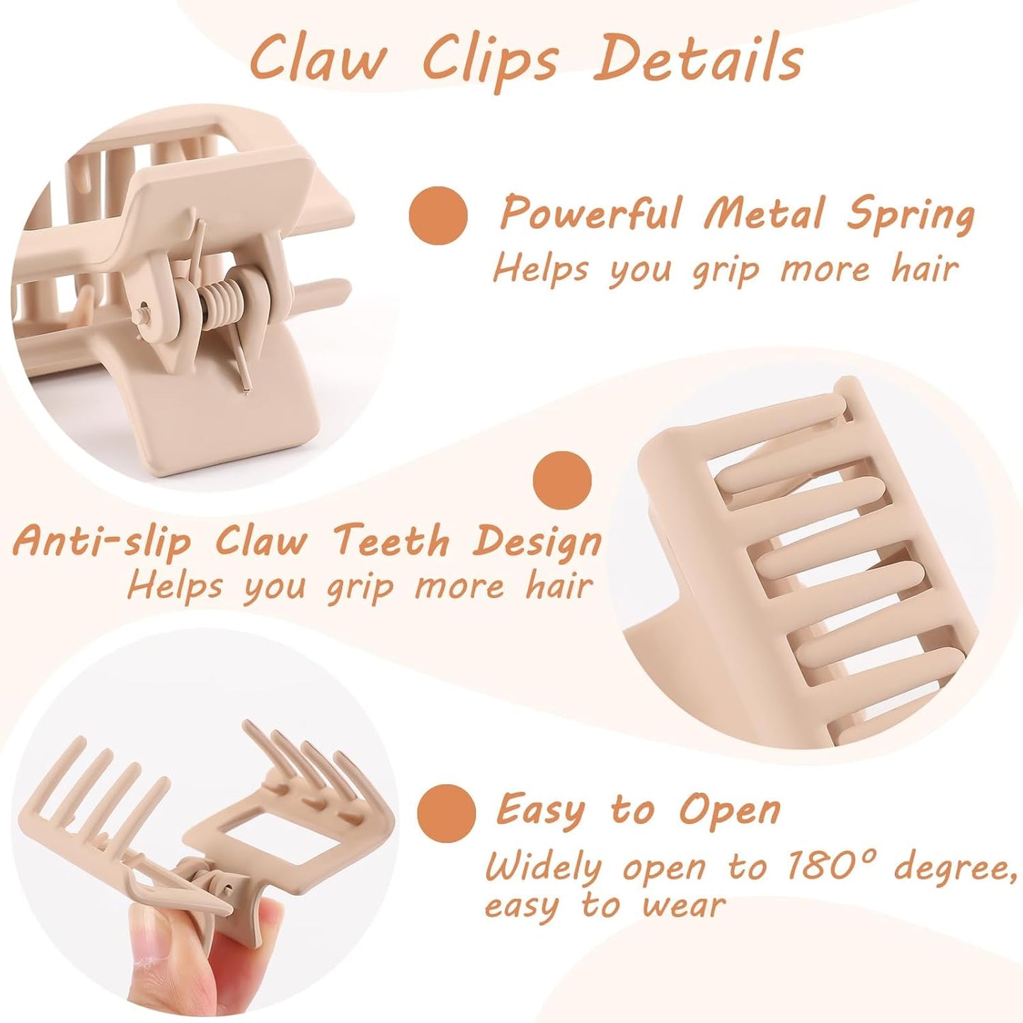 16 PCS Small Claw Clips, Matte Hair Clips for Women and Girls, Medium Rectangle Hair Claws, Brown Flower Hair Clips for Thin Hair