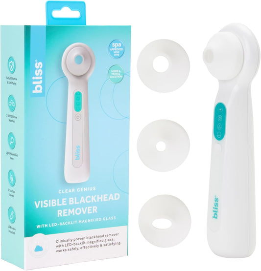Blackhead Remover Vacuum - Silicone Nozzle Blackhead Extractor - Pore Cleaner with 3 Suction Levels and LED Magnifier, Whitemint Green