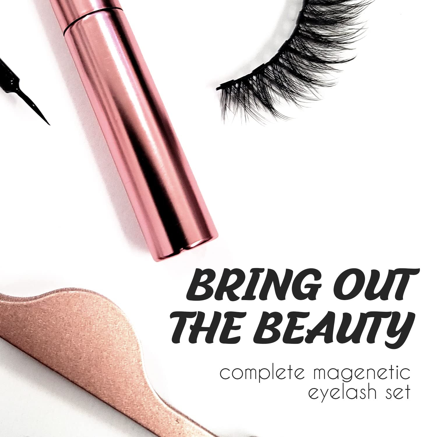 Magnetic Magic Lashes with Eyeliner, Most Natural Looking Magnetic Eyelashes Kit with Applicator, Best 8D and 3D Look, Reusable Fake Eye Lash, No Glue, Strongest Waterproof Liquid Liner