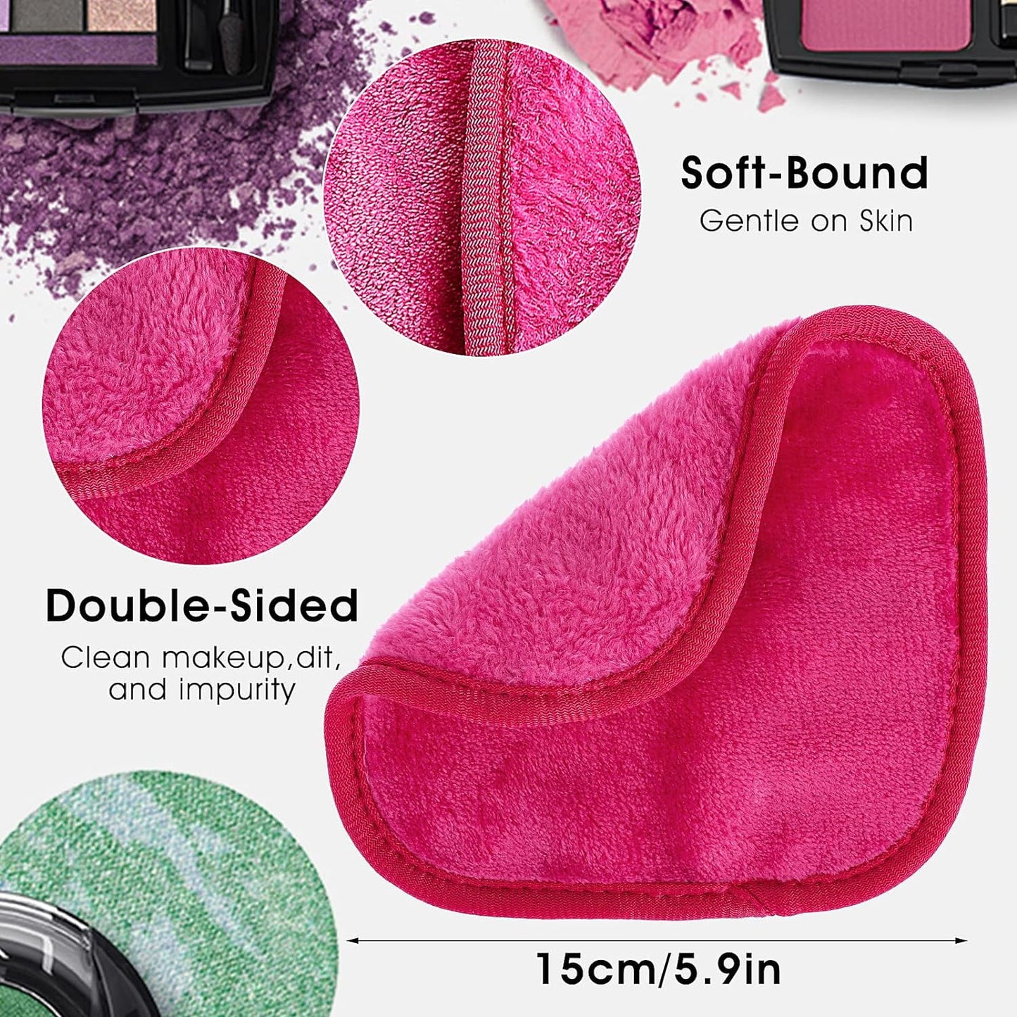 4Pcs Makeup Cloth Remover Reusable Soft Microfiber Face Washing Pads Wash Body Facial Make-Up Towels Washcloths Cleansing Wipe Out Daily Travel Eye Skincare Remove Cosmetic Rags,6X6Inch